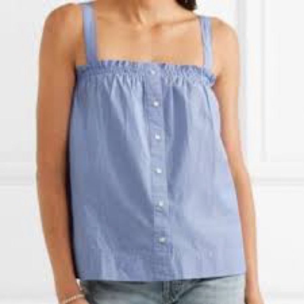 New J.Crew striped sleeveless ruffled top